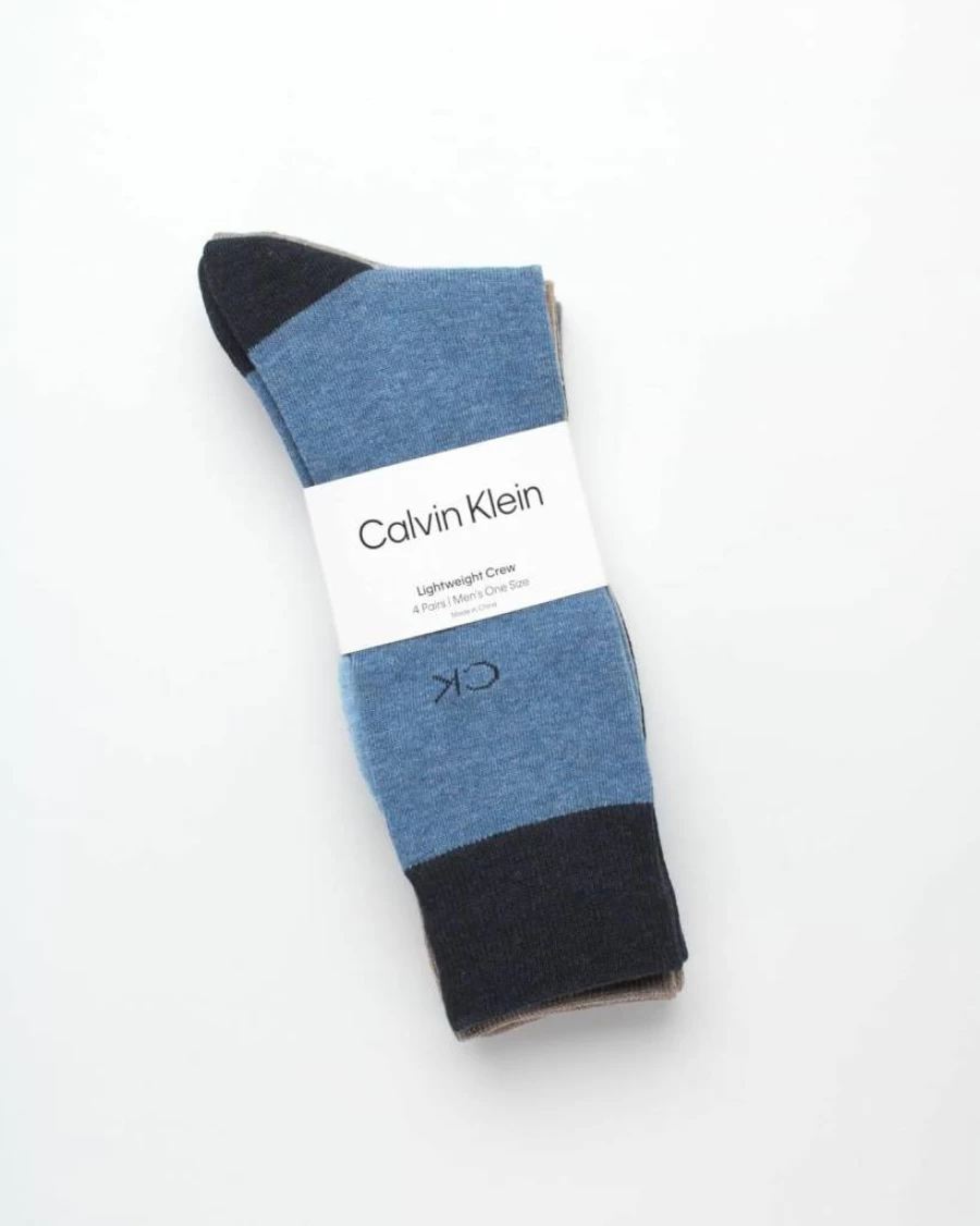 Calvin Klein Men's Cotton Blend Dress Socks 4-Pack - Solid & Patterned Crew Socks for Casual & Formal Wear