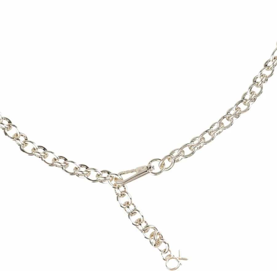 Calvin Klein Women's Fashion Waist Belt - Slim Mesh & Chain Design for Dresses and Trousers