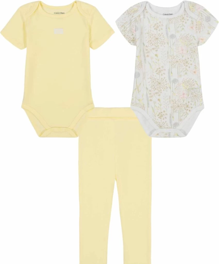 Calvin Klein Baby Girls' 2-Pack Bodysuit and Pant Set | Soft Cotton Outfit