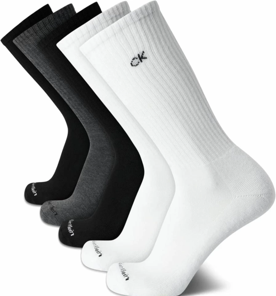 Calvin Klein Men's Athletic Crew Socks 5-Pack - Mid Calf Casual Socks for Men Size 7-12 | Comfortable Breathable Workout Socks