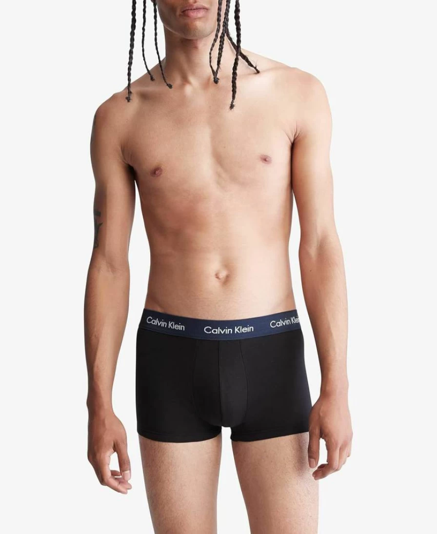 Calvin Klein Men's 3-Pack Cotton Stretch Low Rise Underwear Trunks | Comfortable & Breathable