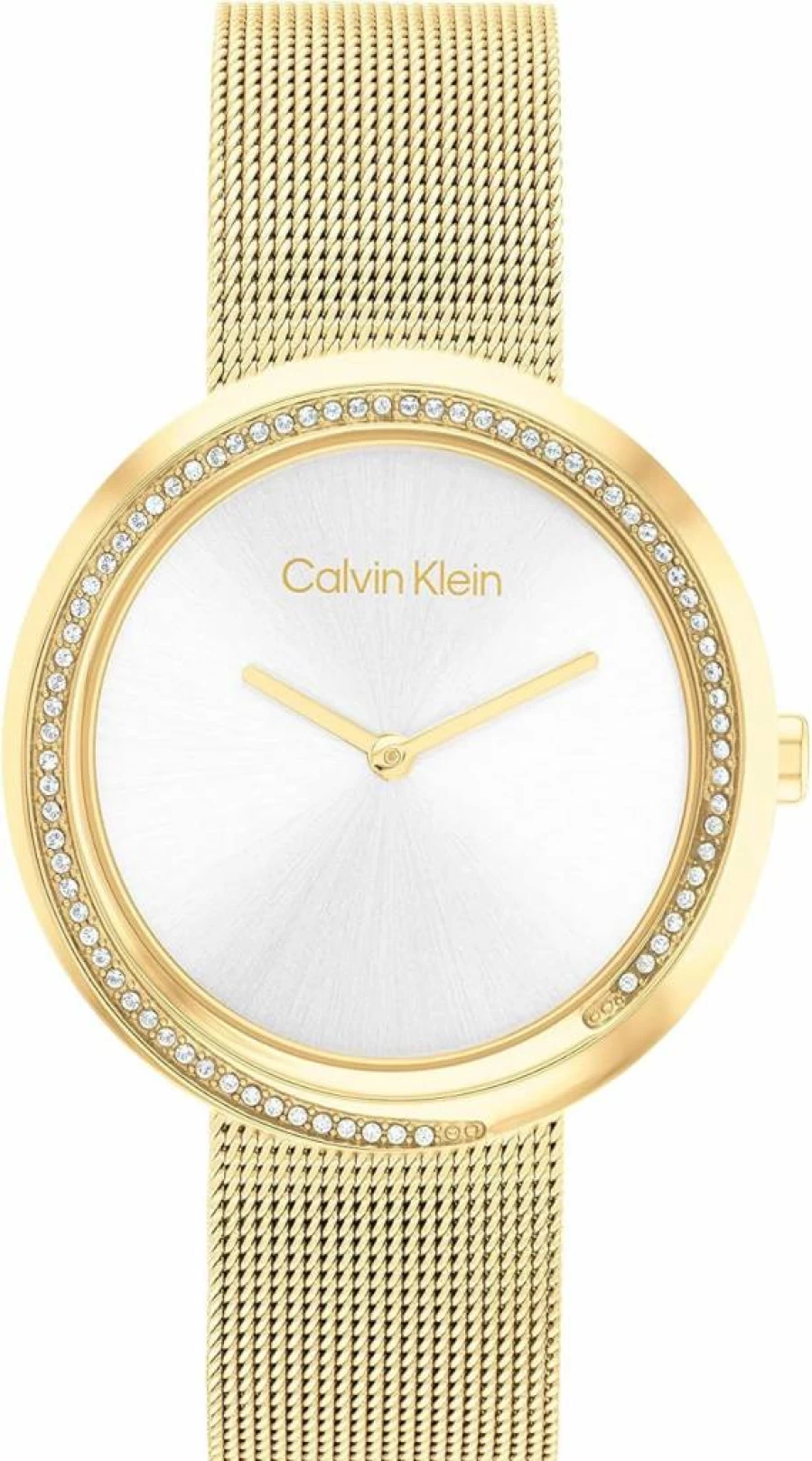 Calvin Klein Women's Minimalist 34mm Twisted Bezel Quartz Watch - Stainless Steel Bracelet, 30m Water Resistant - Elegant Fashion Timepiece Gift for Her