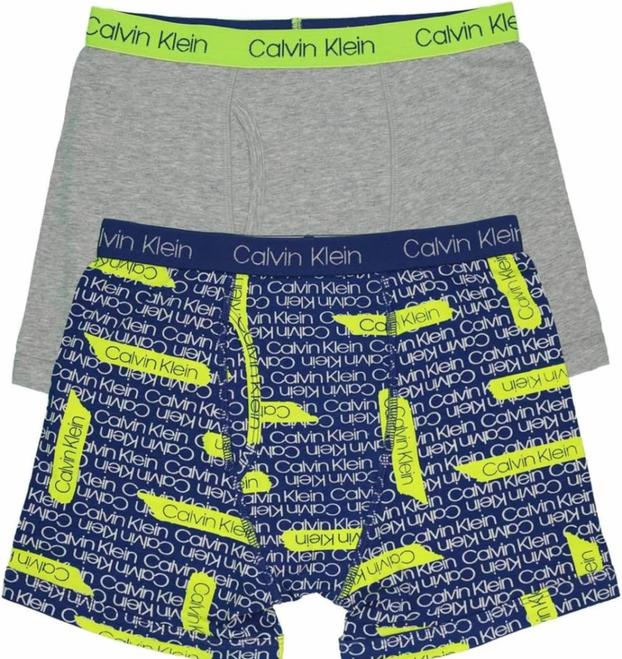 Calvin Klein Boys' Cotton 2-Pack Boxer Briefs | Soft, Comfortable Underwear for Kids