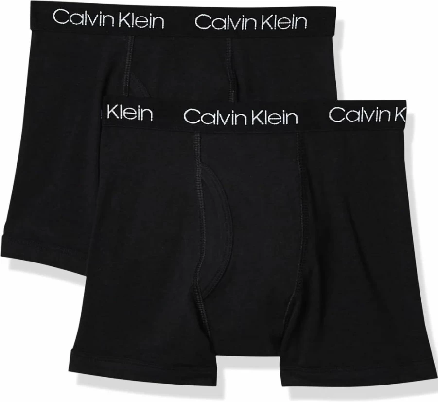 Calvin Klein Boys' Cotton 2-Pack Boxer Briefs | Soft, Comfortable Underwear for Kids