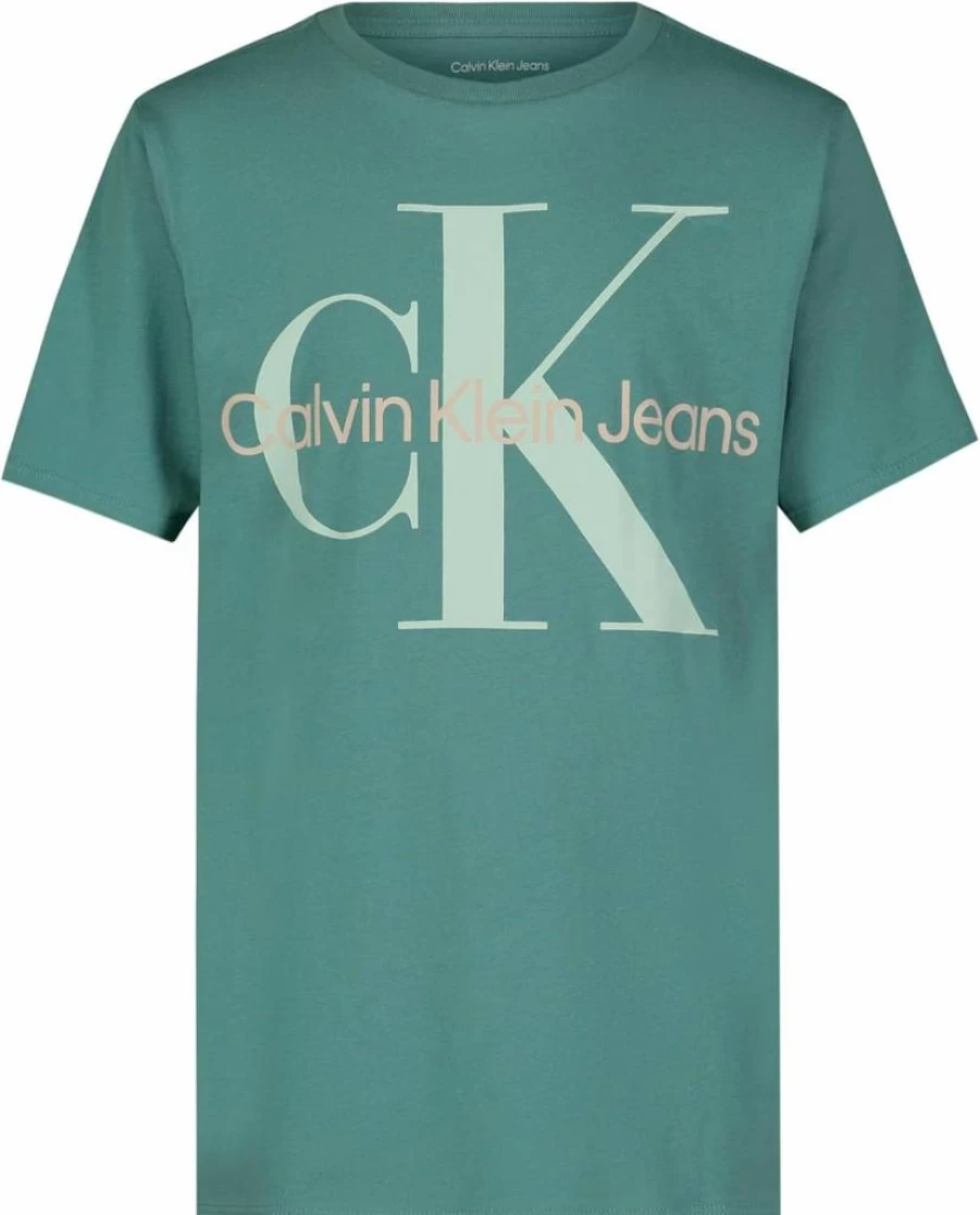 Calvin Klein Boys' Relaxed Fit Short Sleeve Logo T-Shirt - Soft & Comfortable Cotton Crew Neck Tee