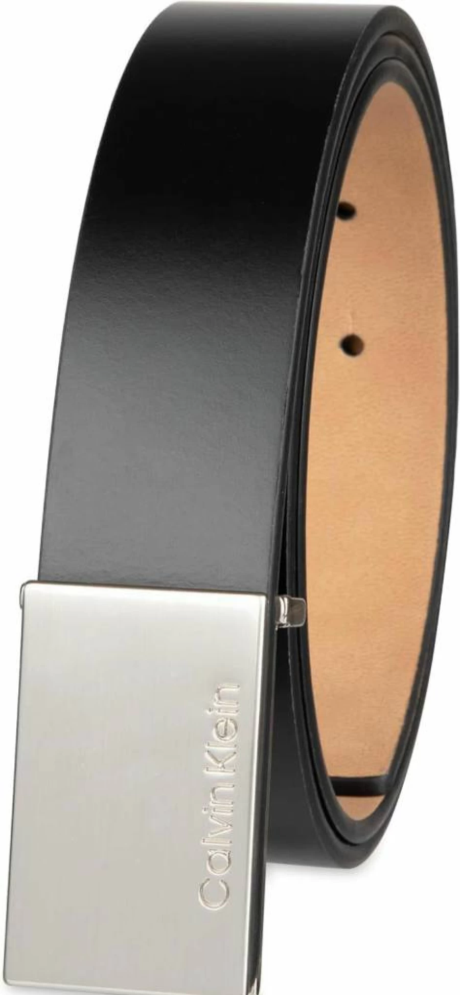 Calvin Klein Men's Genuine Leather Belt with Logo Buckle for Casual Wear