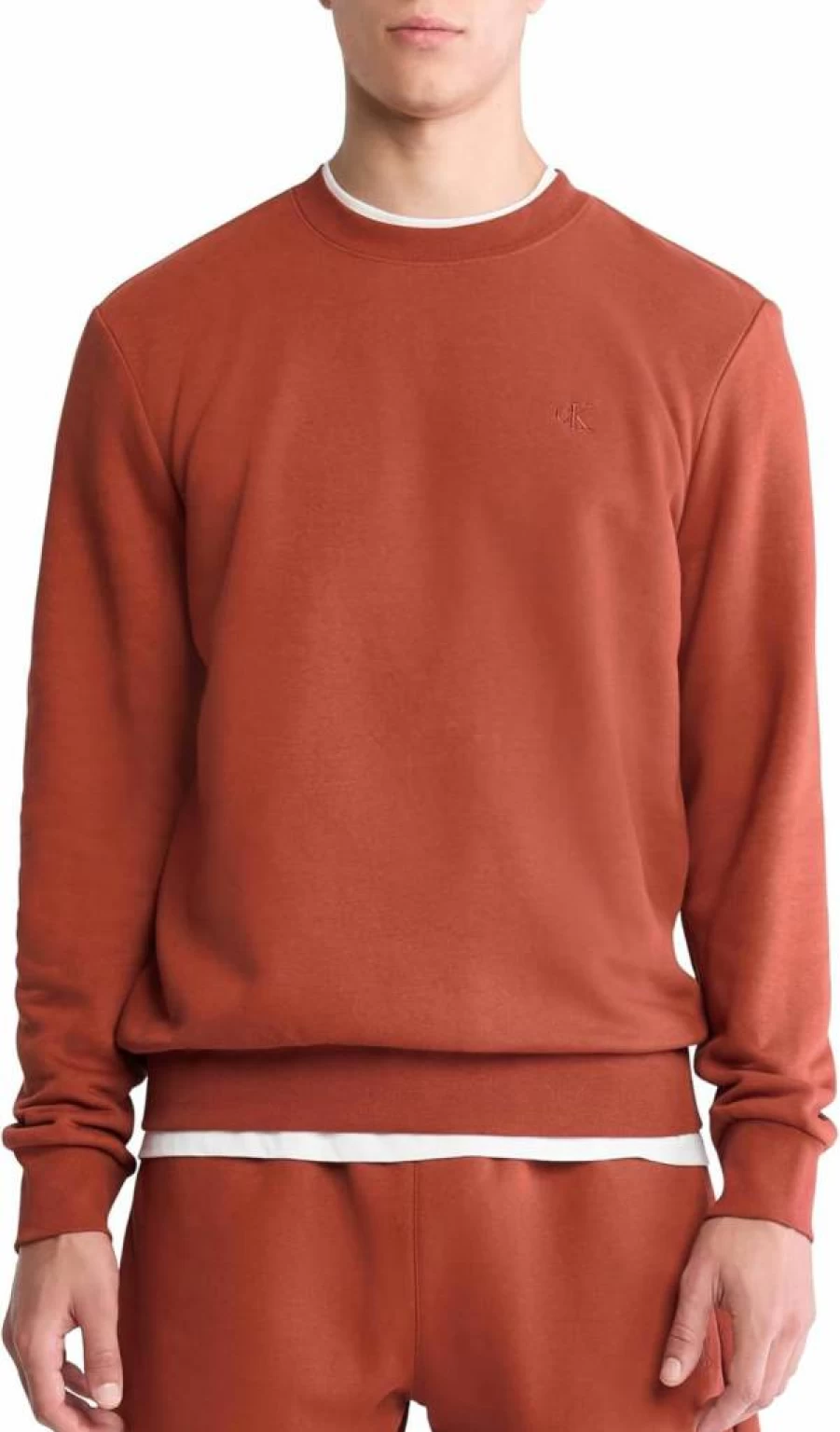 Calvin Klein Men's Monogram Logo Fleece Sweatshirt - Relaxed Fit Comfort Casual Pullover