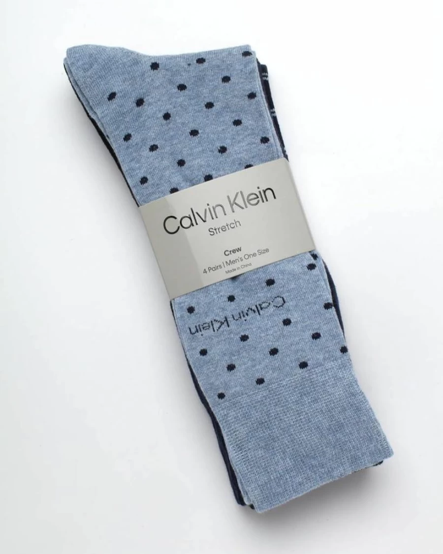 Calvin Klein Men's Cotton Blend Dress Socks 4-Pack - Soft Comfort Crew Socks for Men Sizes 7-12 - Stay Up Cuff Casual & Formal Wear