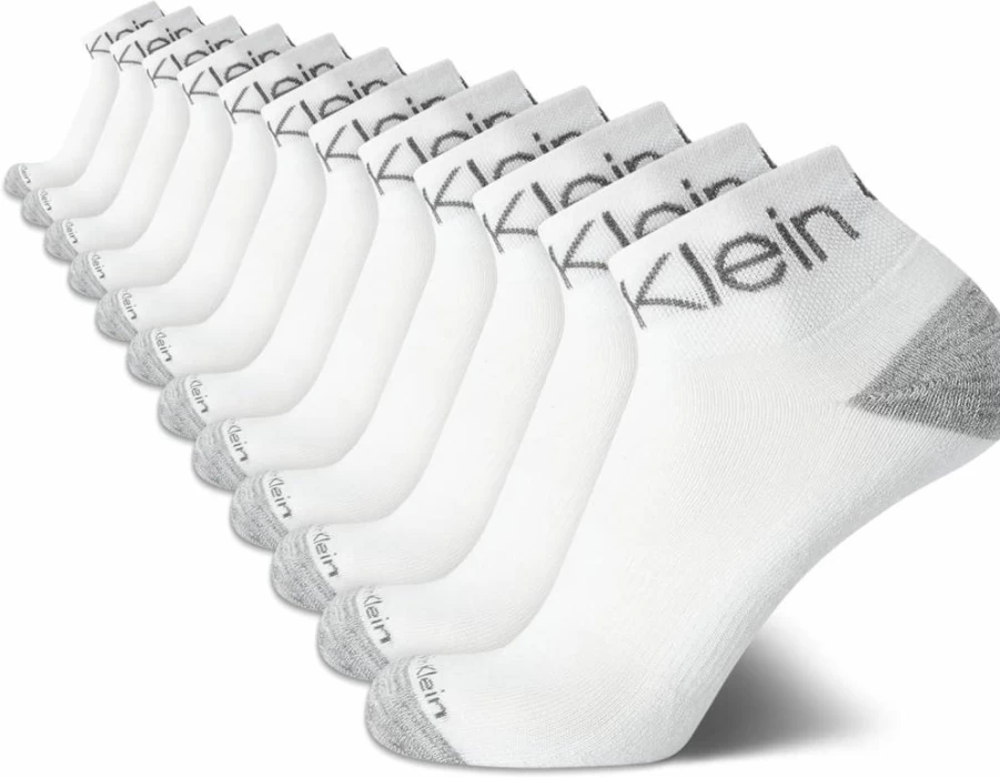 Calvin Klein Men's Athletic Cushioned Ankle Socks - 12-Pack Breathable Quarter Socks for Running & Sports