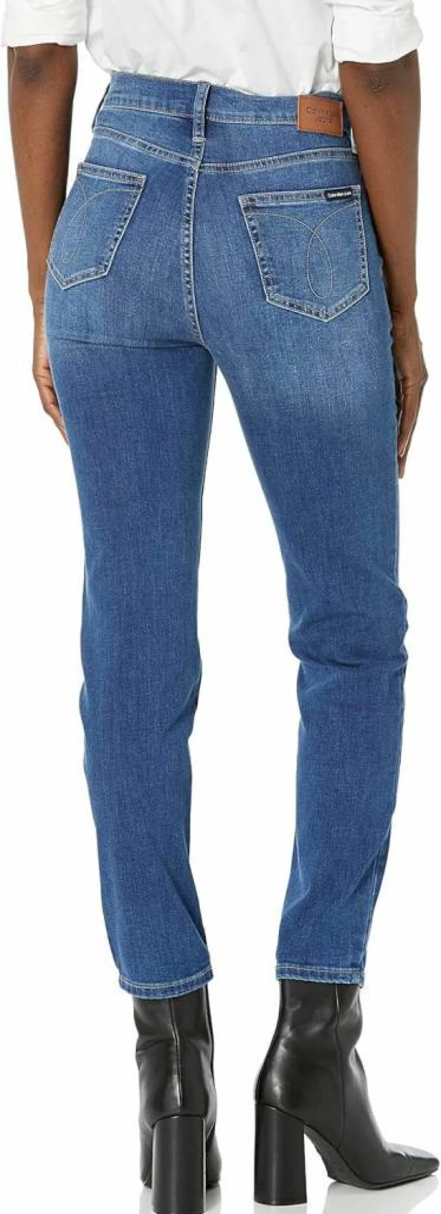 Calvin Klein Women's High Rise Slim Crop Jeans - Classic Denim Fit