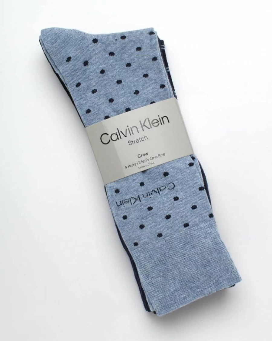 Calvin Klein Men's Cotton Blend Dress Socks 4-Pack - Soft Comfort Crew Socks for Men Sizes 7-12 with Stay-Up Cuff