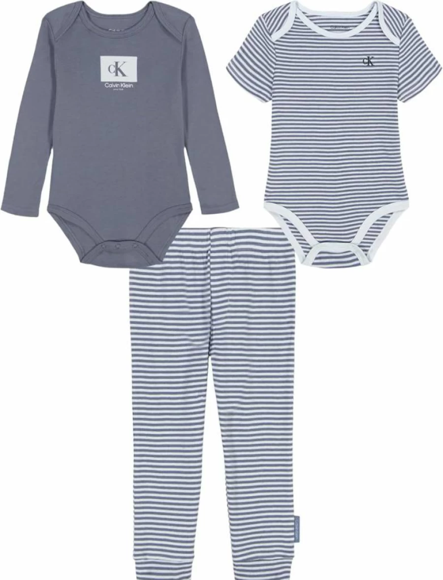 Calvin Klein Baby Boys' 2-Pack Bodysuit and Pant Set | Soft Cotton Outfit for Infants