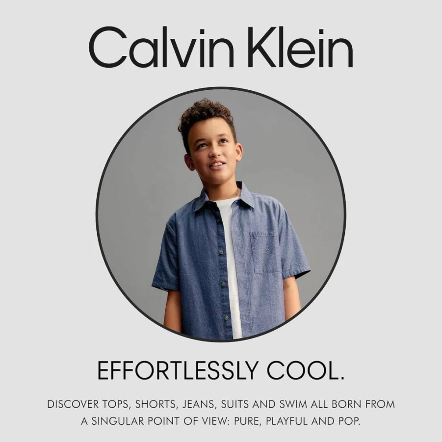 Calvin Klein Boys' Soft Cotton Short Sleeve Crew Neck T-Shirt - Relaxed Fit Logo Tee