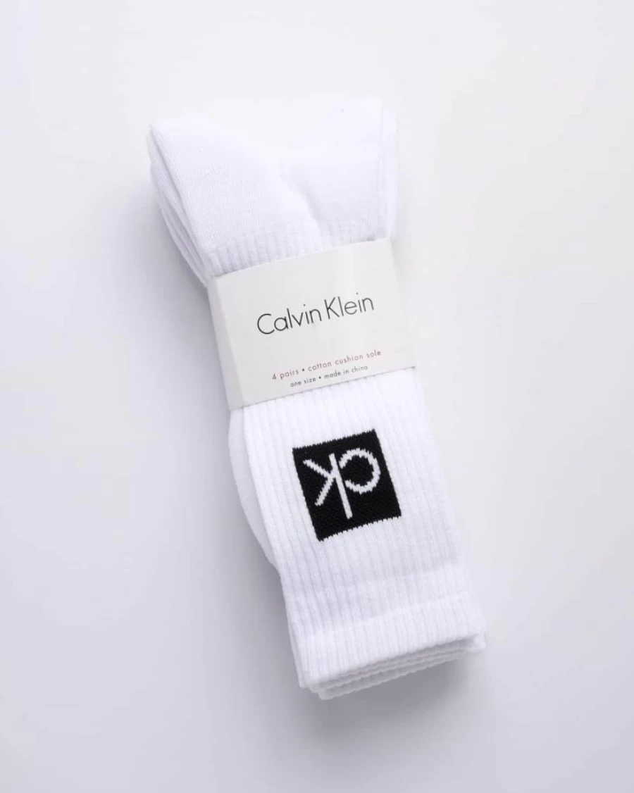 Calvin Klein Men's Cotton Blend Athletic Crew Socks 4-Pack - Cushioned Mid-Calf Sports Socks for Running & Casual Wear