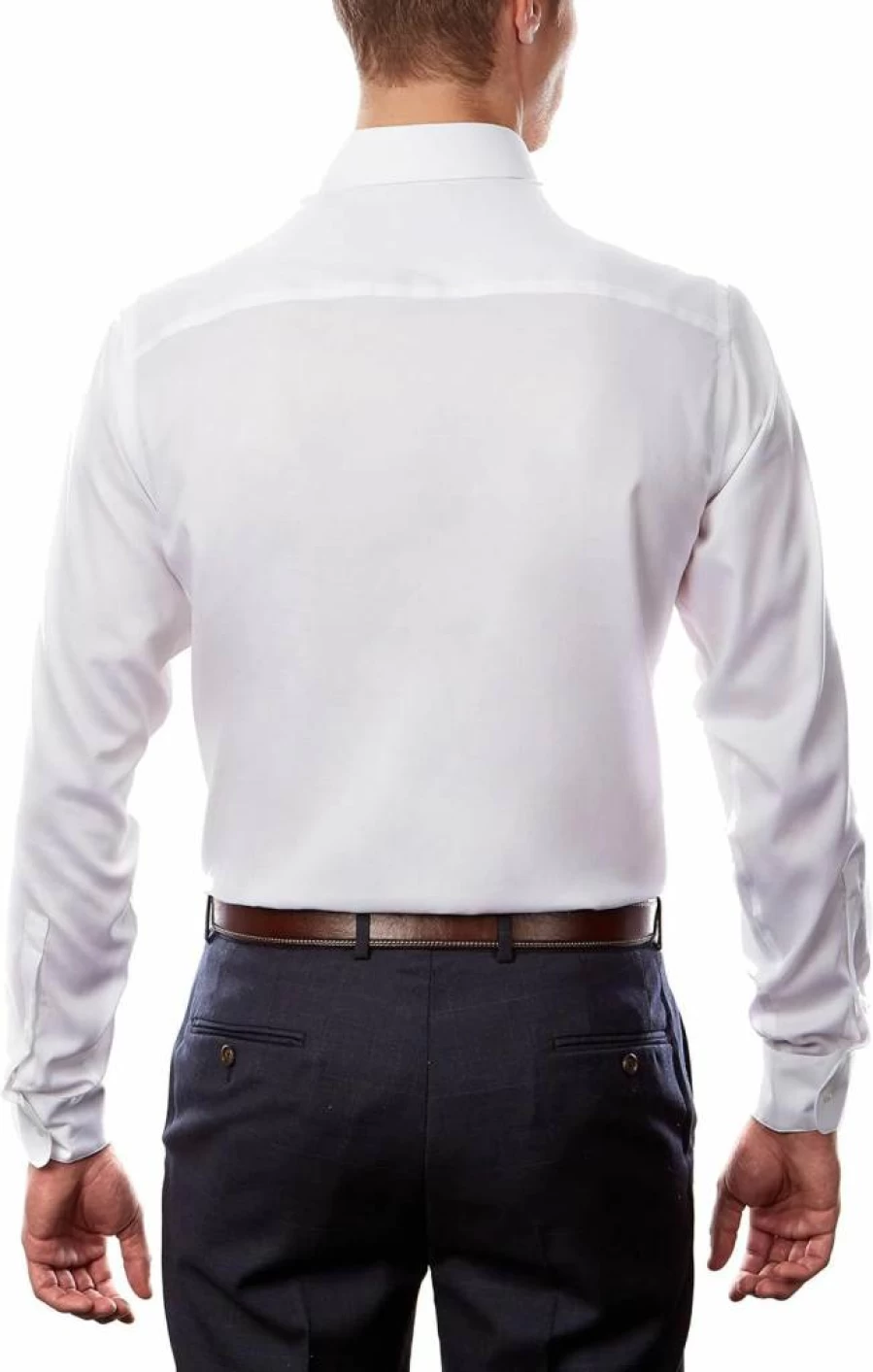 Calvin Klein Men's Non-Iron Regular Fit Stretch Dress Shirt - White, 17 Neck 34-35 Sleeve, Solid Classic Office Shirt