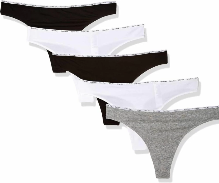 Calvin Klein Women's Cotton Logo Stretch Thong Panties Multipack - Soft Comfort Underwear