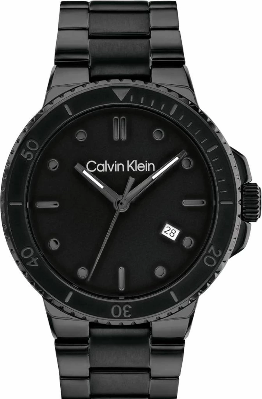 Calvin Klein Men's Ionic Plated Black Steel Quartz Watch with Bracelet - Model 25200205