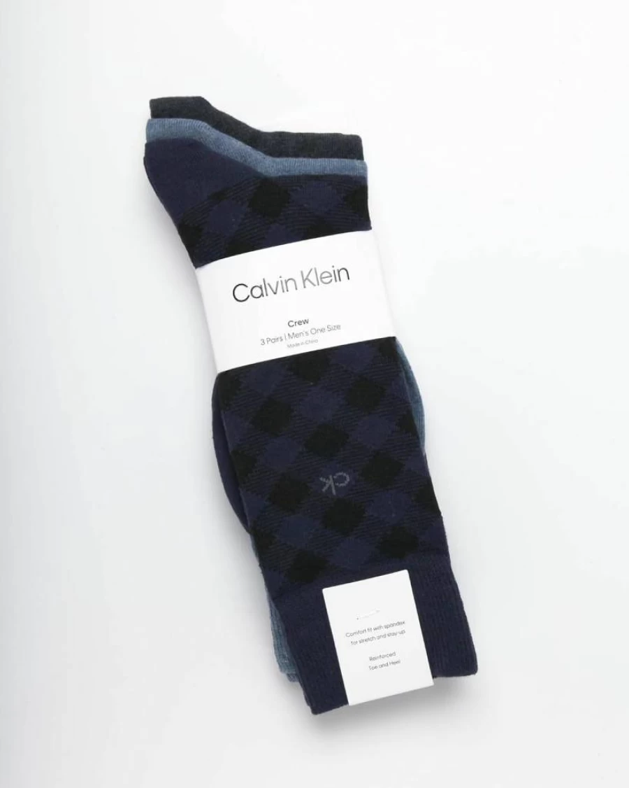 Calvin Klein Men's 3-Pack Patterned Crew Dress Socks for Casual & Formal Wear