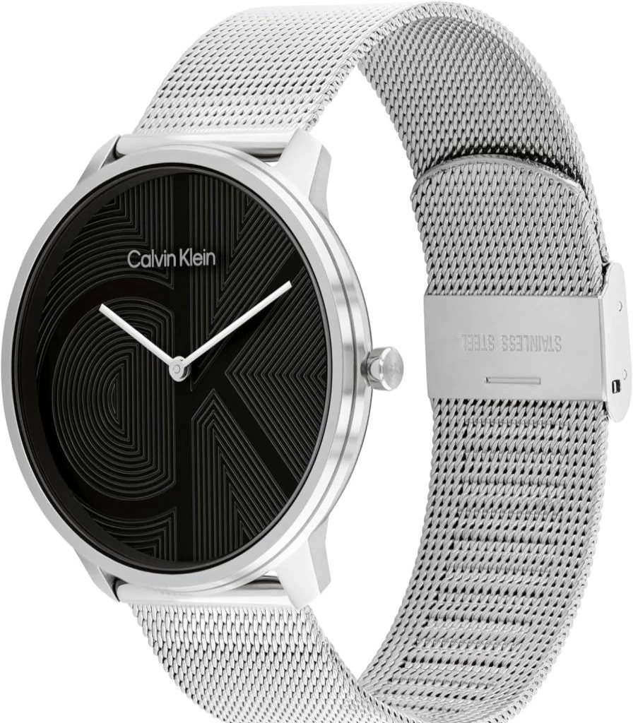 Calvin Klein Women's CK Iconic 35mm Stainless Steel Mesh Quartz Watch - Water Resistant 30m Fashion Timepiece - Elegant Everyday Style Gift for Her