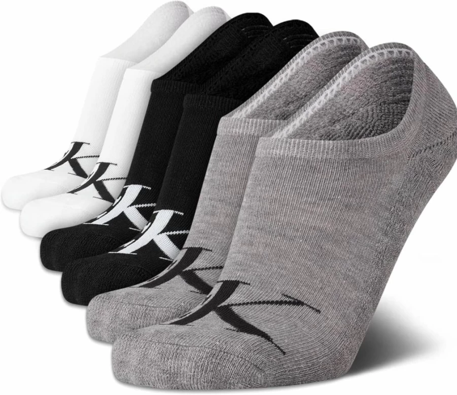 Calvin Klein Men's No Show Socks 6-Pack - Low Cut Cushioned Non-Slip Liner Socks for Sneakers & Loafers (Sizes 7-12)