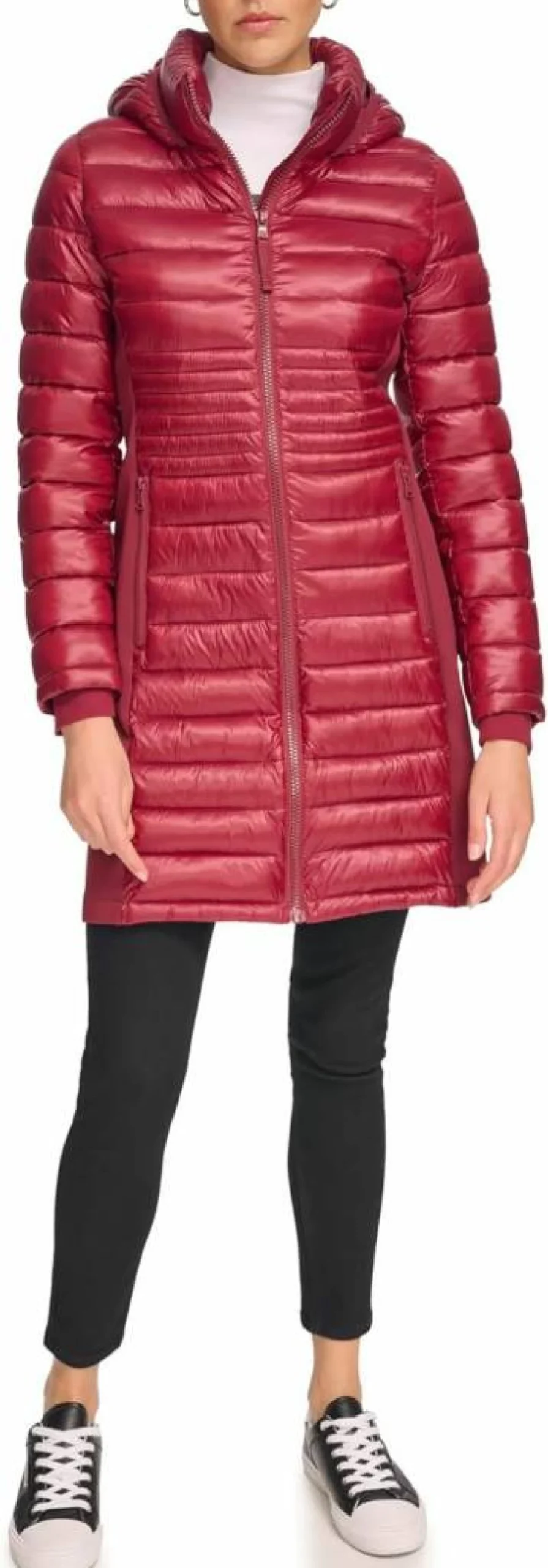 Calvin Klein Women's Lightweight Long Puffer Jacket | Warm Winter Coat | Slim Fit Fashion Outerwear