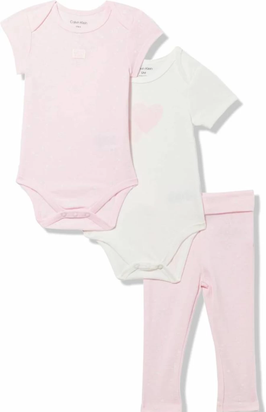 Calvin Klein Baby Girls' 2-Pack Bodysuit and Pant Sets | Soft Cotton Infant Outfits