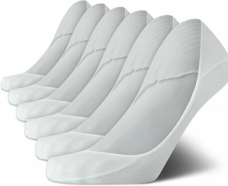 Calvin Klein Men's No-Show Socks 6-Pack - Breathable Cotton Blend Invisible Liner Socks with Anti-Slip Heel Grip for Casual & Dress Shoes (Sizes 7-12)