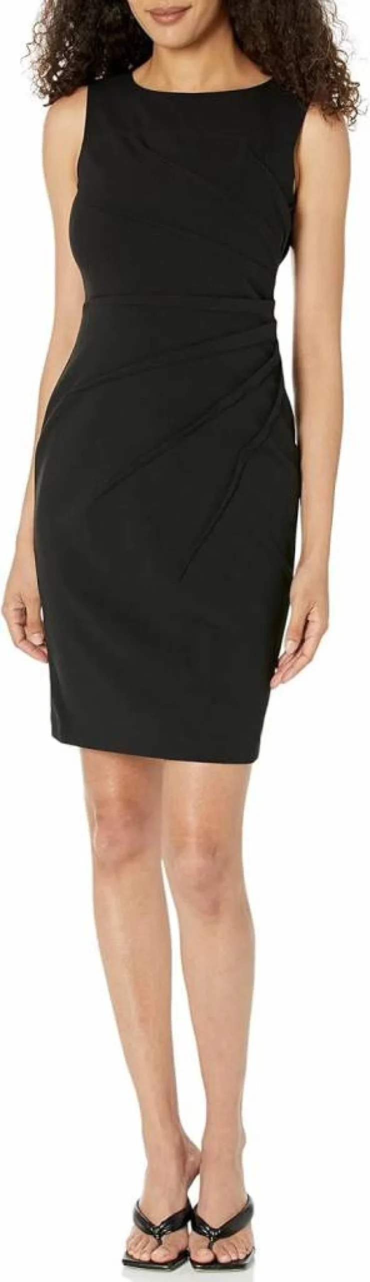 Calvin Klein Women's Knee-Length Sheath Dress with Side Scrunch Detail and Sleeveless Tank Design