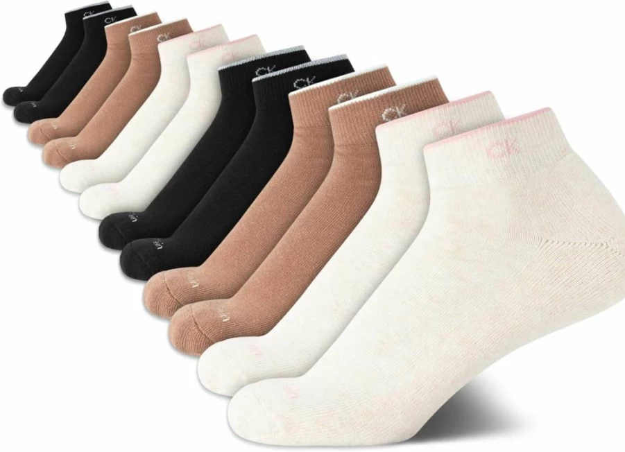 Calvin Klein Women's 12-Pack Cushioned Athletic Ankle Socks for Sports & Active Wear (Size 4-10)