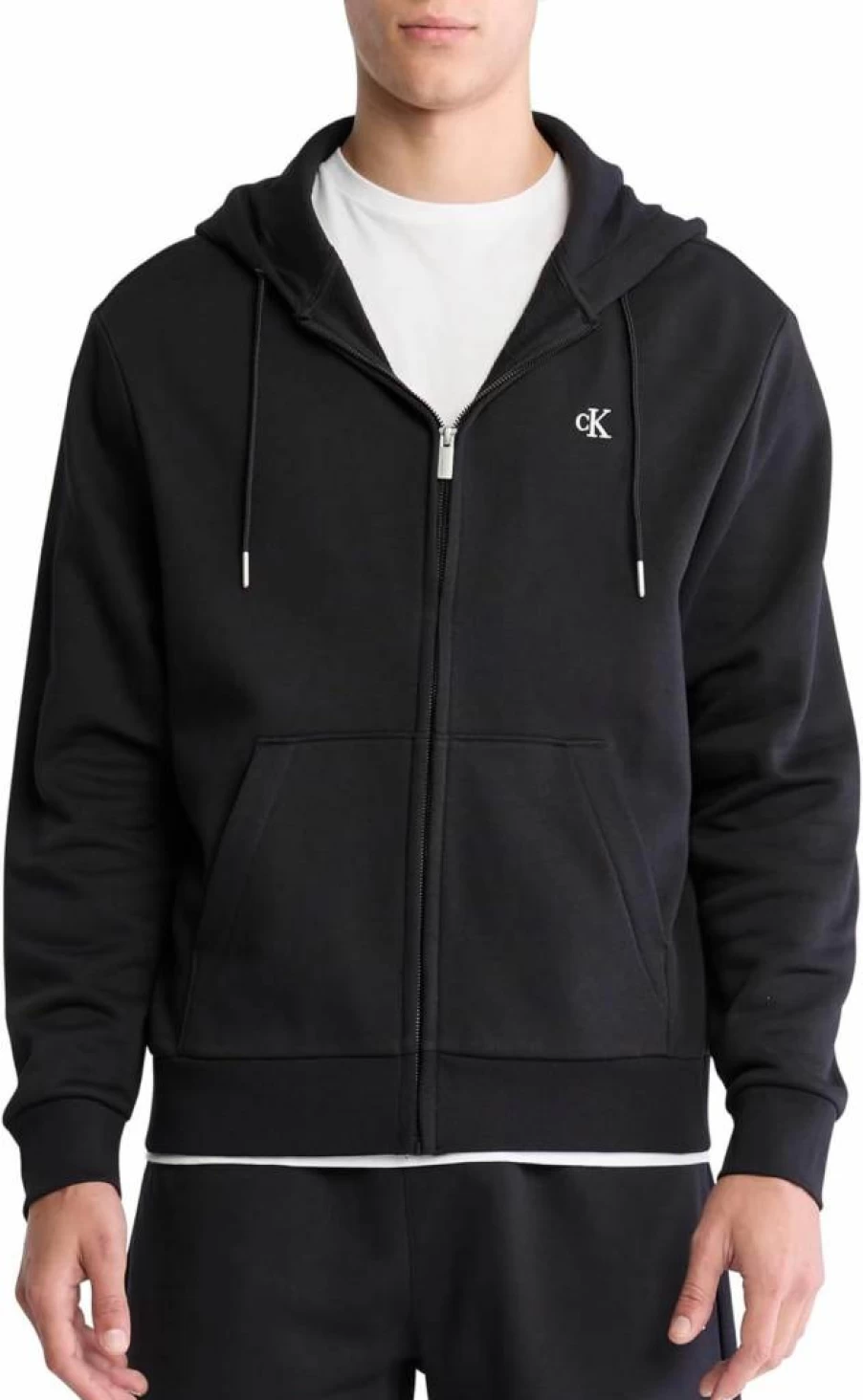 Calvin Klein Men's Relaxed Fit Fleece Hoodie with Archive Logo - Full Zip Comfortable Sweatshirt