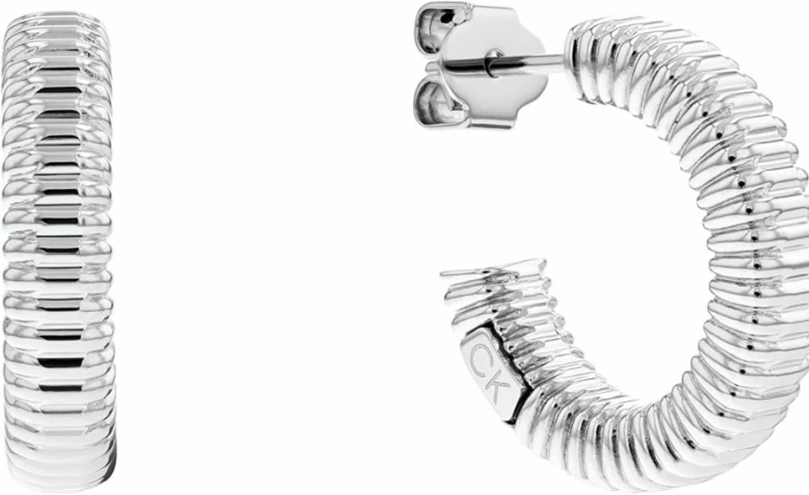 Amazon Women's Ribbed C-Shape Earrings: Unique Textured Design for Elegant Style