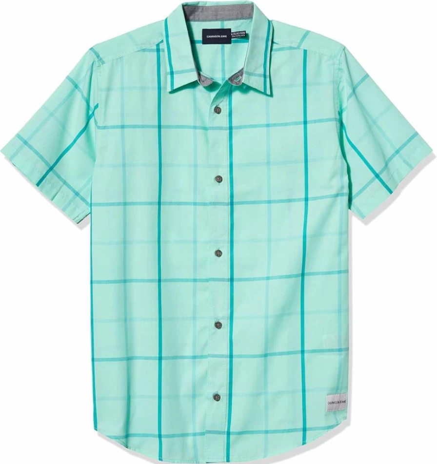 Calvin Klein Boys' Short Sleeve Button Down Shirt for Kids - Classic Casual Wear