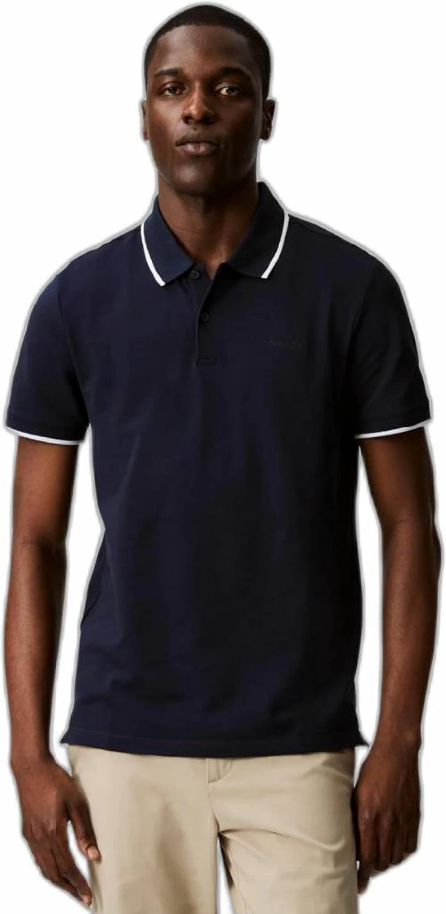 Calvin Klein Men's Solid Color Stretch Pique Polo Shirt with Tipped Collar