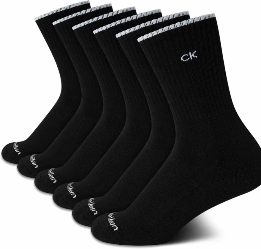 Calvin Klein Women's 6-Pack Cushioned Athletic Crew Socks for Comfort & Support