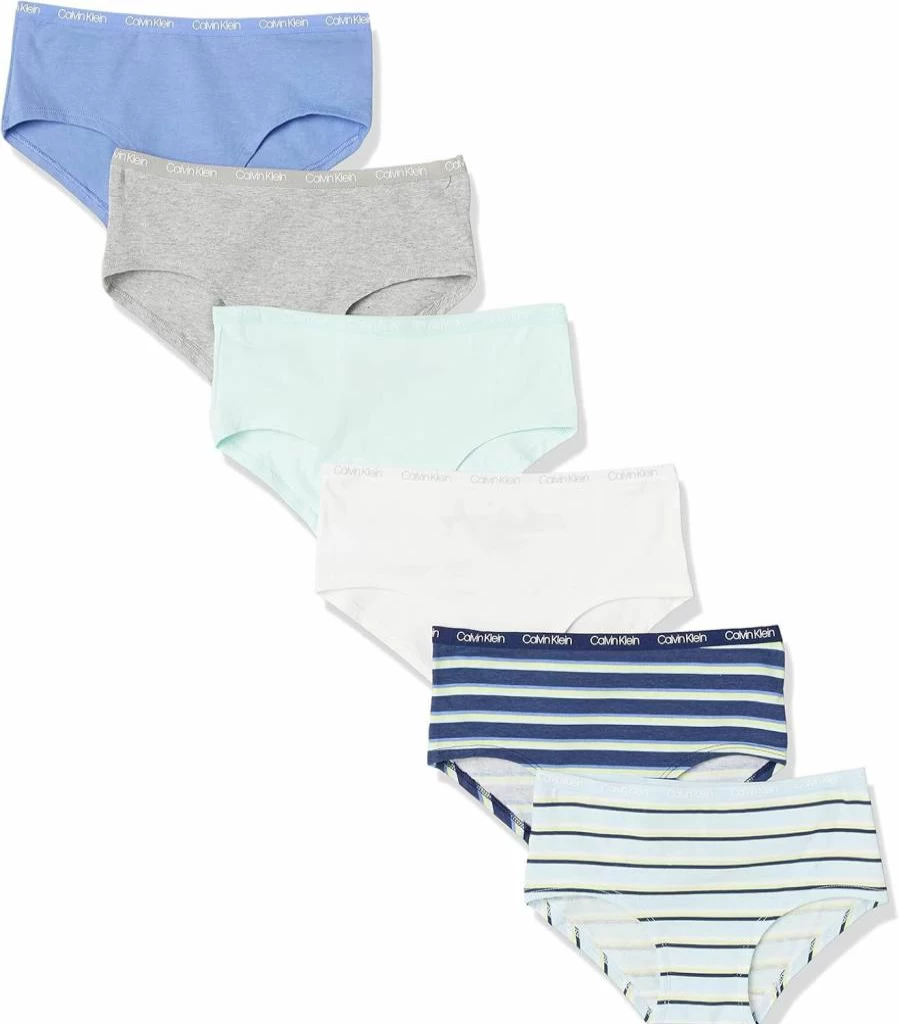 Calvin Klein Girls Cotton Hipster Panties 6-Pack - Soft Underwear for Teens & Kids