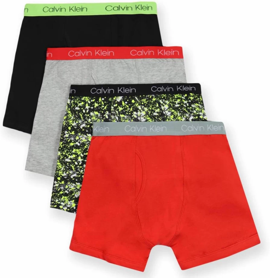 Calvin Klein Boys' 4-Pack Boxer Briefs - Soft Cotton Underwear Value Pack