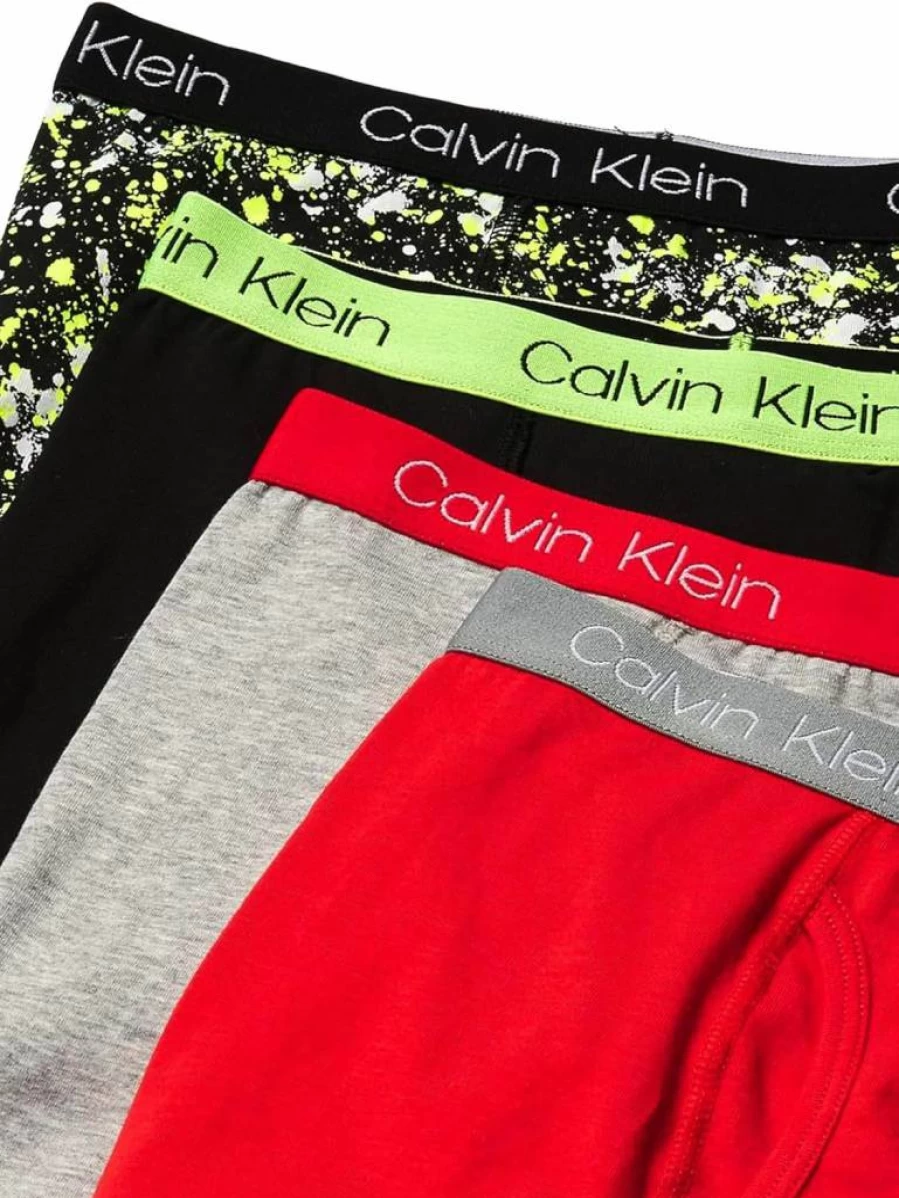 Calvin Klein Boys' 4-Pack Boxer Briefs - Soft Cotton Underwear Value Pack