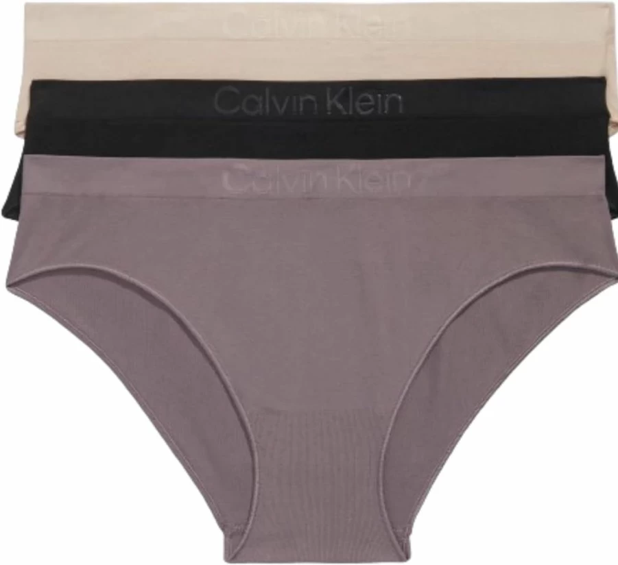 Calvin Klein Women's 3-Pack Seamless Bikini Briefs - Mid Rise Soft Stretch Underwear
