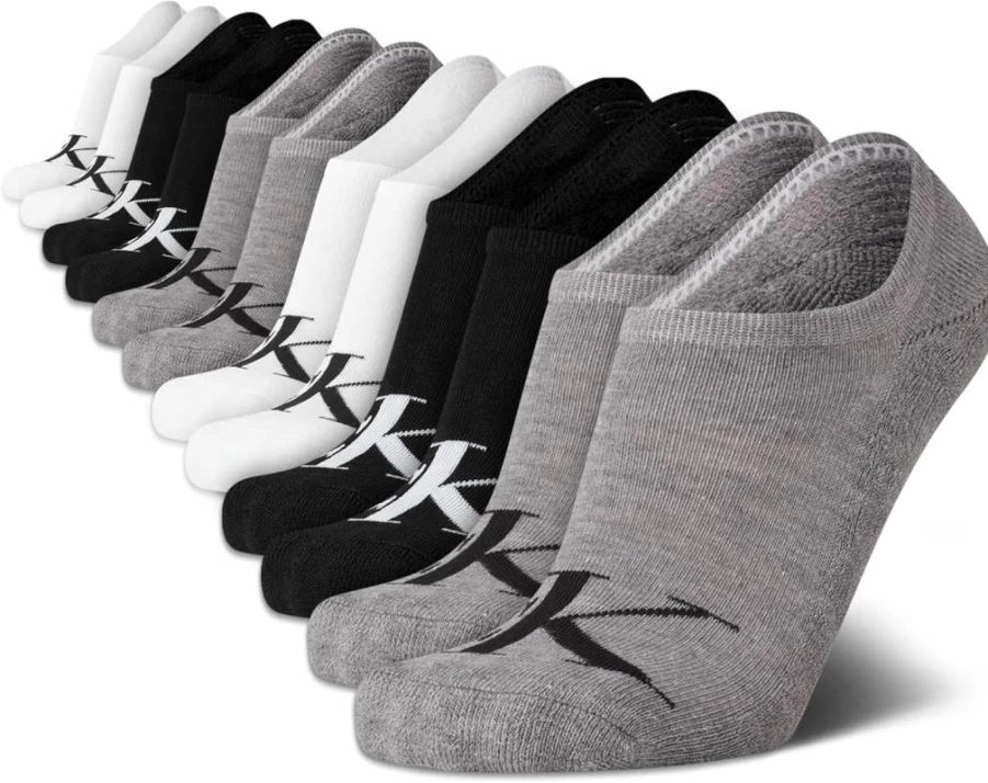 Calvin Klein Men's No Show Socks 12 Pack - Low Cut Cushioned Non Slip Liner Socks for Sneakers & Loafers (Sizes 7-12)