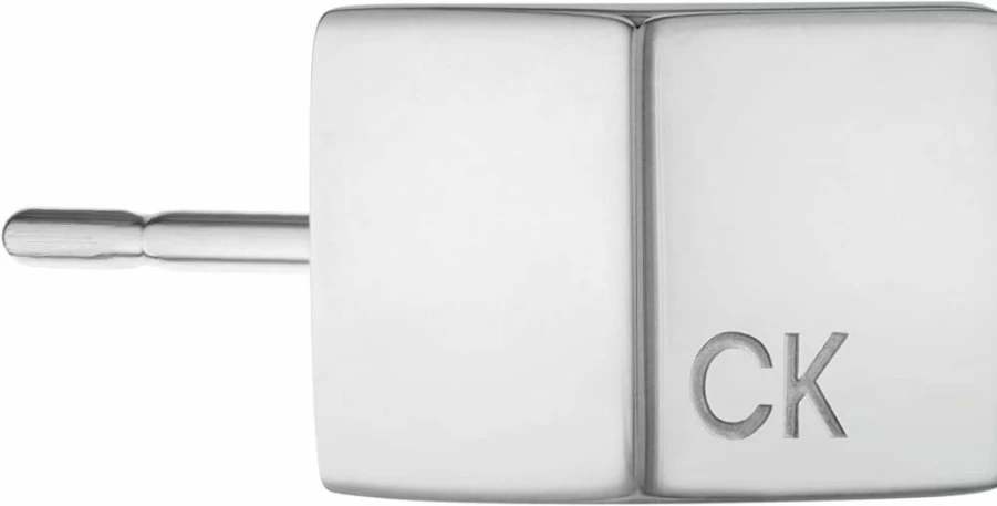 Calvin Klein Women's Modern Sculpted Cube Stud Earrings in Sterling Silver | Minimalist Luxury Jewelry