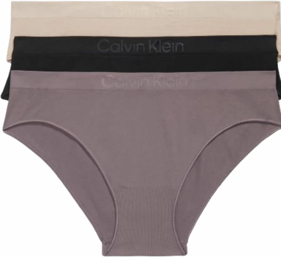 Calvin Klein Women's 3-Pack Seamless Mid Rise Bikini Underwear - Comfortable & Flexible Bonded Design