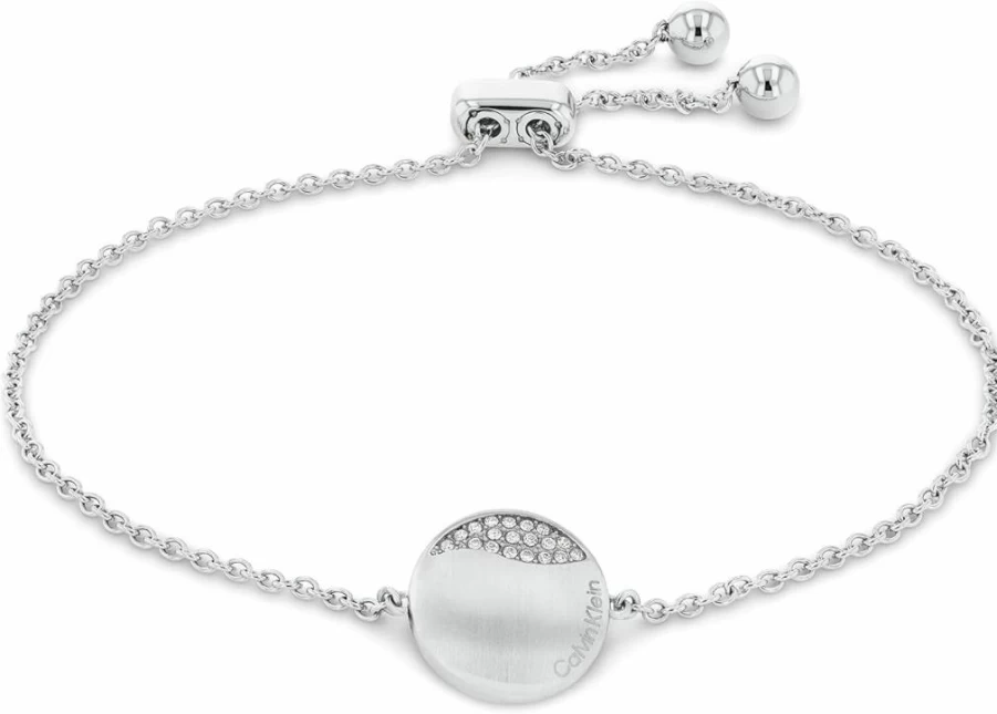 Calvin Klein Adjustable Crystal Chain Bracelet for Women – Minimalist Circular Design