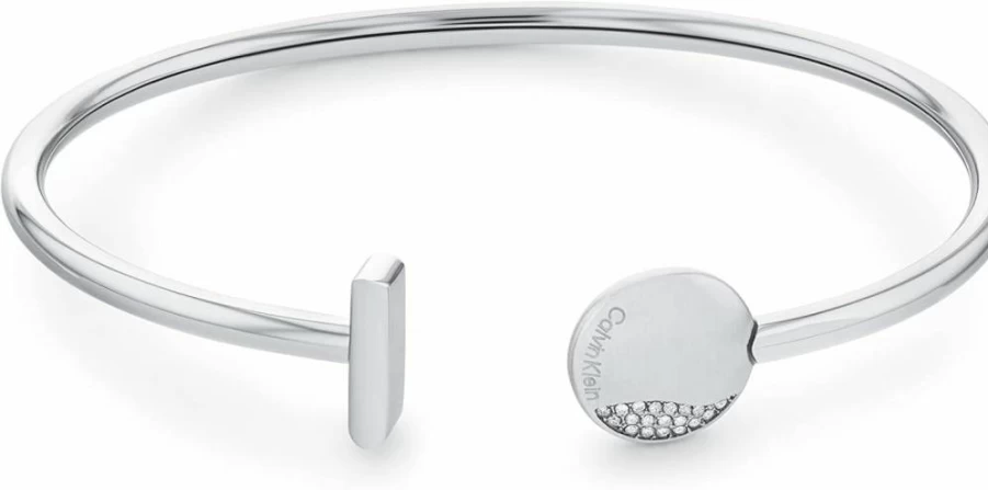 Calvin Klein Women's Sterling Silver Bangle Bracelet | Modern Steel Jewelry for Women | Model 35000140