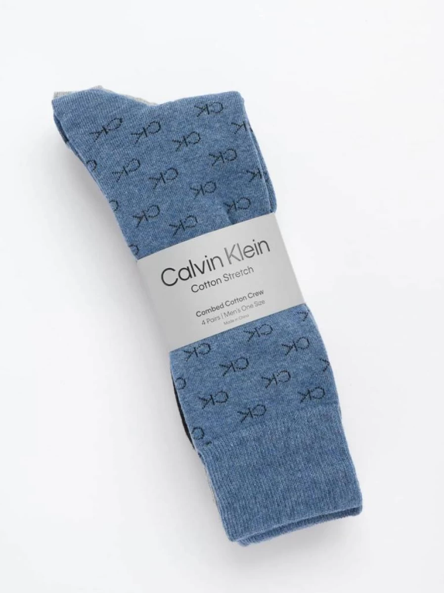 Calvin Klein Men's Cotton Blend Patterned Dress Socks - 4-Pair Crew Pack
