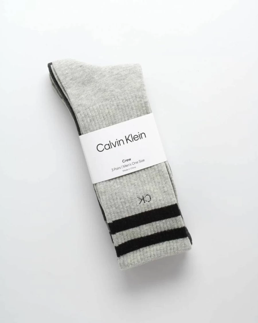 Calvin Klein Men's 3-Pack Cotton Crew Socks - Athletic Cushioned Sole Non-Binding Dress Socks for Men