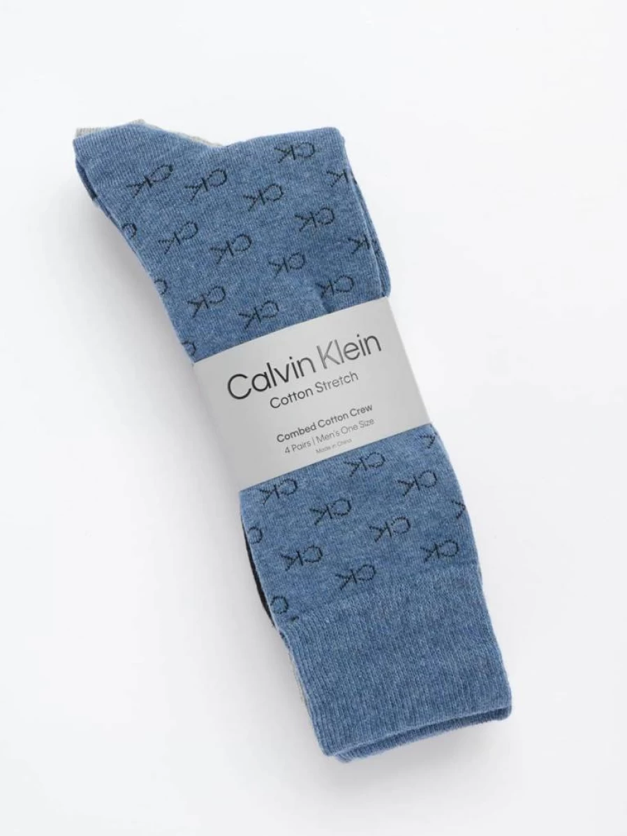 Calvin Klein Men's Cotton Blend Patterned Dress Socks - 4-Pair Crew Pack for Casual & Formal Wear