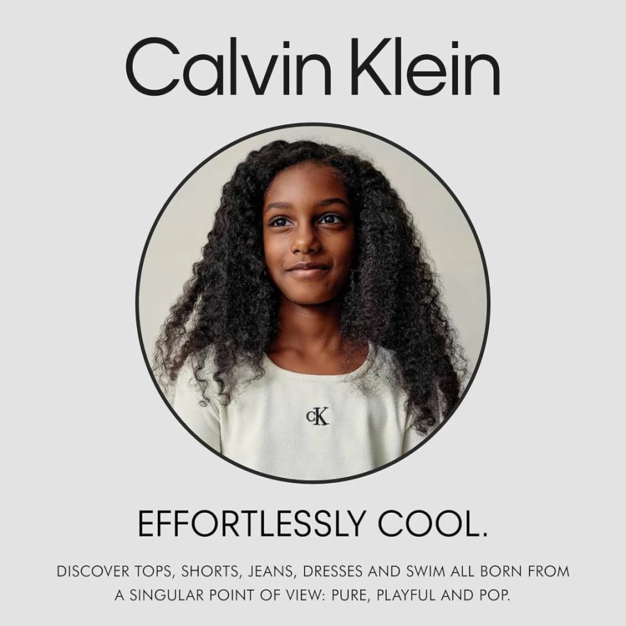 Calvin Klein Girls' Long Sleeve Logo Print Cotton Crewneck Tee