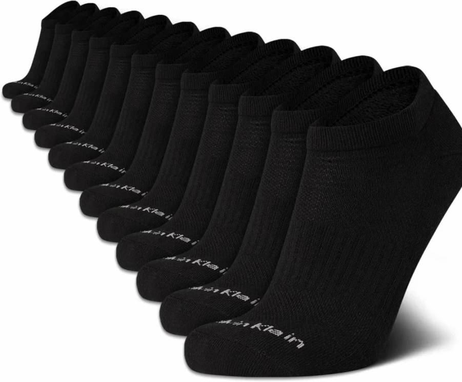 Calvin Klein Men's No Show Socks 12-Pack - Cushioned Non-Slip Low Cut Sneaker & Loafer Socks for Shoe Sizes 7-12