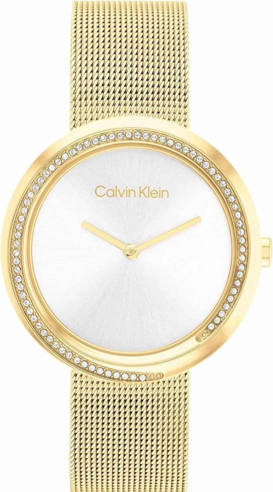 Calvin Klein Women's Minimalist 34mm Twisted Bezel Quartz Watch - Stainless Steel Bracelet, 30m Water Resistant - Elegant Fashion Timepiece Gift for Her