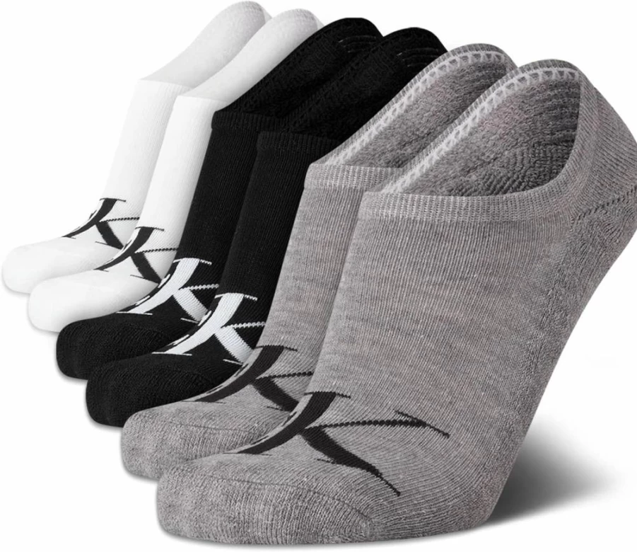 Calvin Klein Men's No Show Socks 6-Pack - Low Cut Cushioned Non-Slip Liner Socks for Sneakers & Loafers (Sizes 7-12)